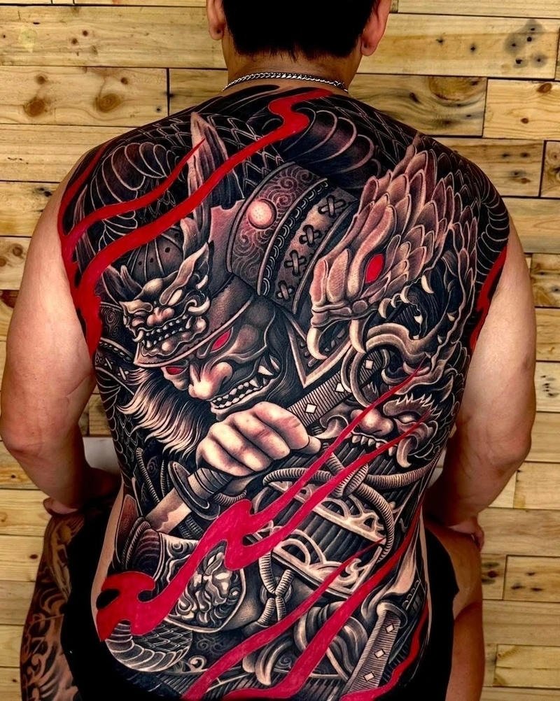 Ảnh hình xăm yakuza với mặt quỷ oni dữ dằn cá tính