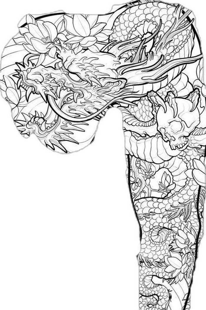 Bản phác đầu rồng tattoo chi tiết rõ ràng tinh tế
