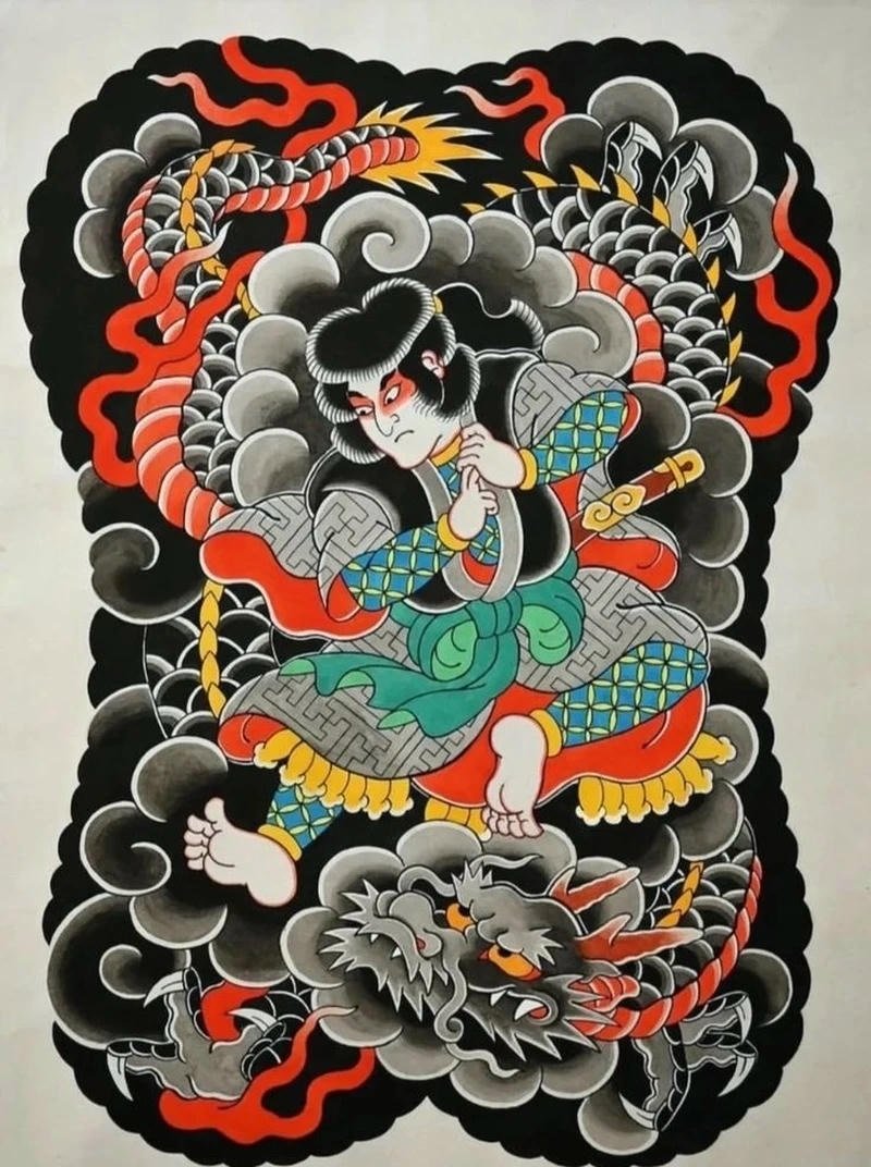 Hình ảnh hình xăm nhật cổ với phong cách irezumi đặc trưng