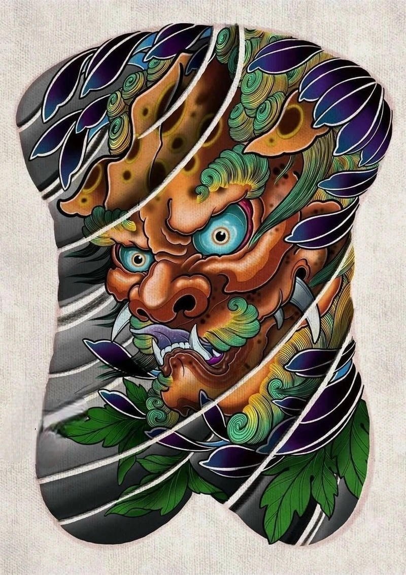 Hình ảnh hình xăm nhật cổ với sóng nước phong cách Nhật