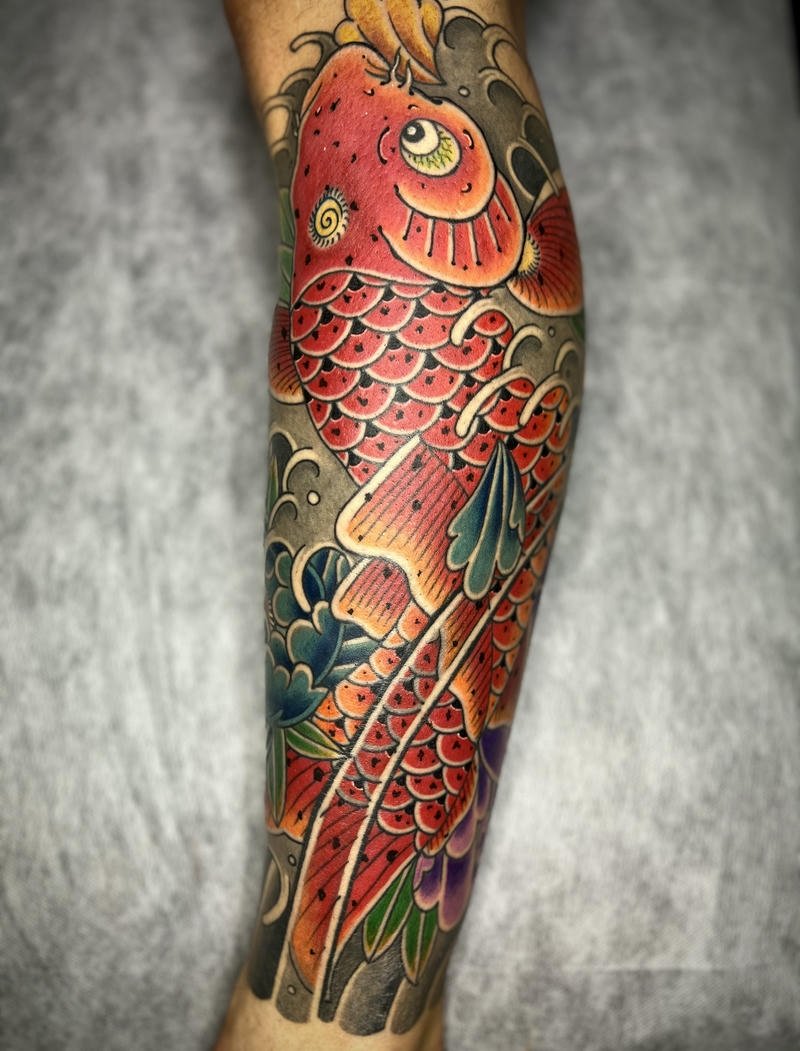 Hình ảnh tattoo cá chép Nhật cổ tạo hình đầy sức sống