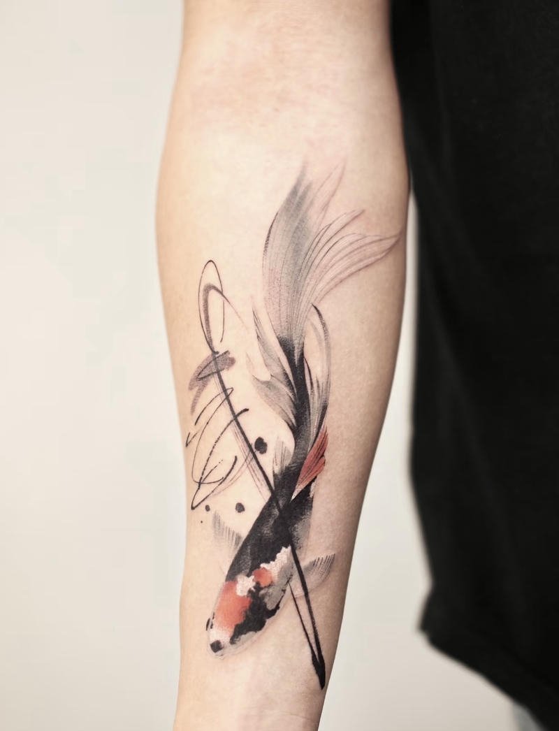 Hình ảnh tattoo cá chép bơi lội tự do phóng khoáng