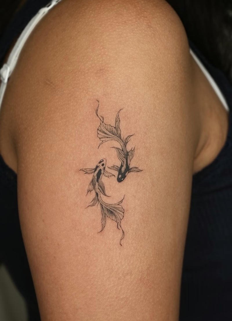 Hình ảnh tattoo cá chép đen trắng nghệ thuật cao