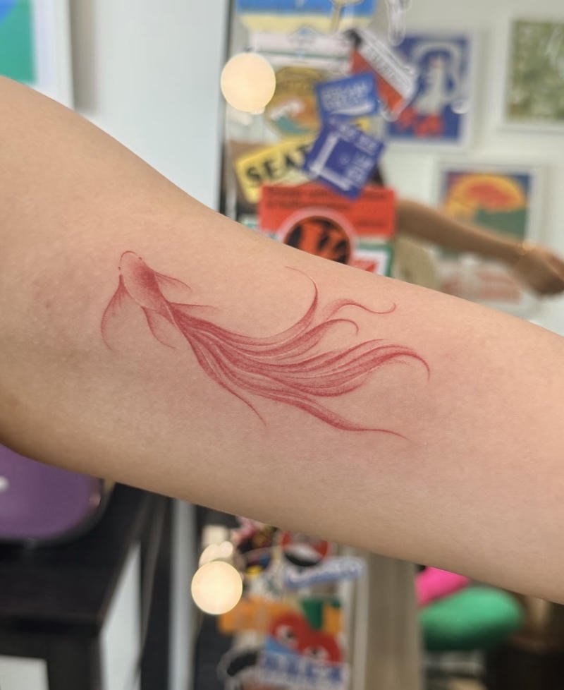 Hình ảnh tattoo cá chép màu đỏ đẹp mắt