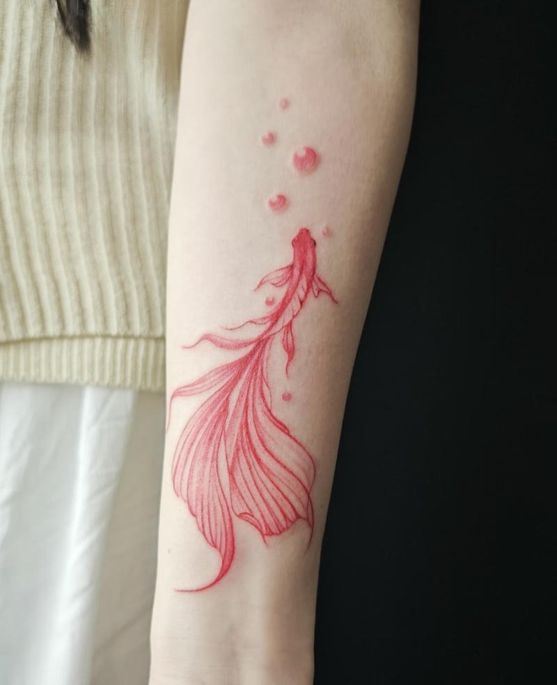 Hình ảnh tattoo cá chép nước chảy sống động