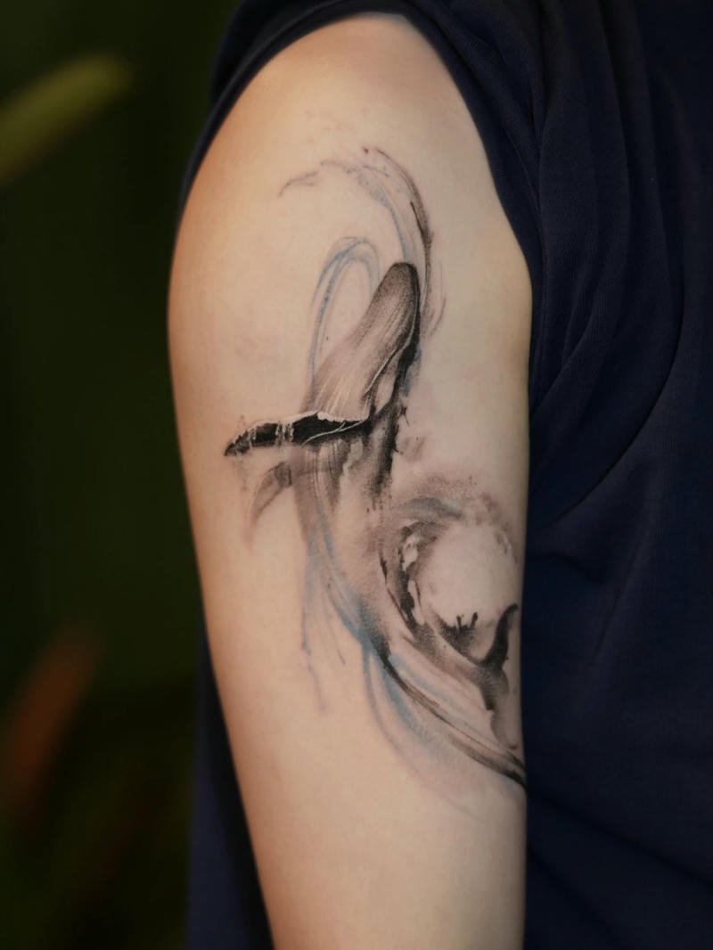 Hình ảnh tattoo cá voi nghệ thuật nét vẽ mềm mại