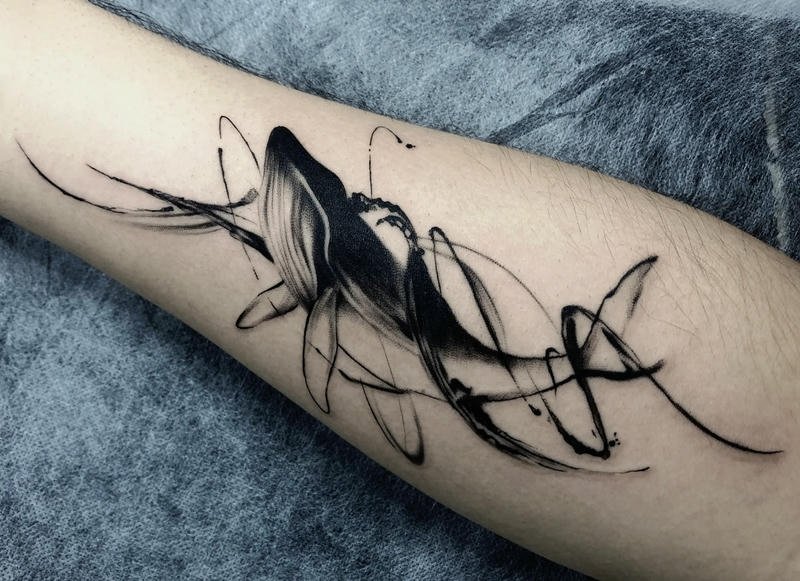 Hình ảnh tattoo cá voi tối giản phong cách