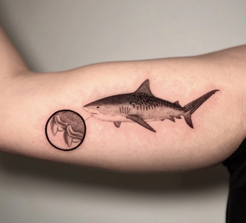 Hình tattoo cá mập phá cách với hình khối độc đáo