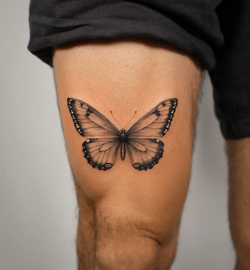 Hình tattoo con bướm đen trắng đơn giản mà đẹp