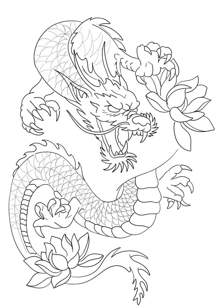 Hình vẽ đầu rồng tattoo phong cách mạnh mẽ cuốn hút