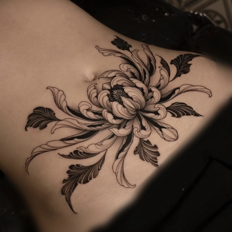 Hình xăm bụng nữ cá tính với phong cách riêng biệt