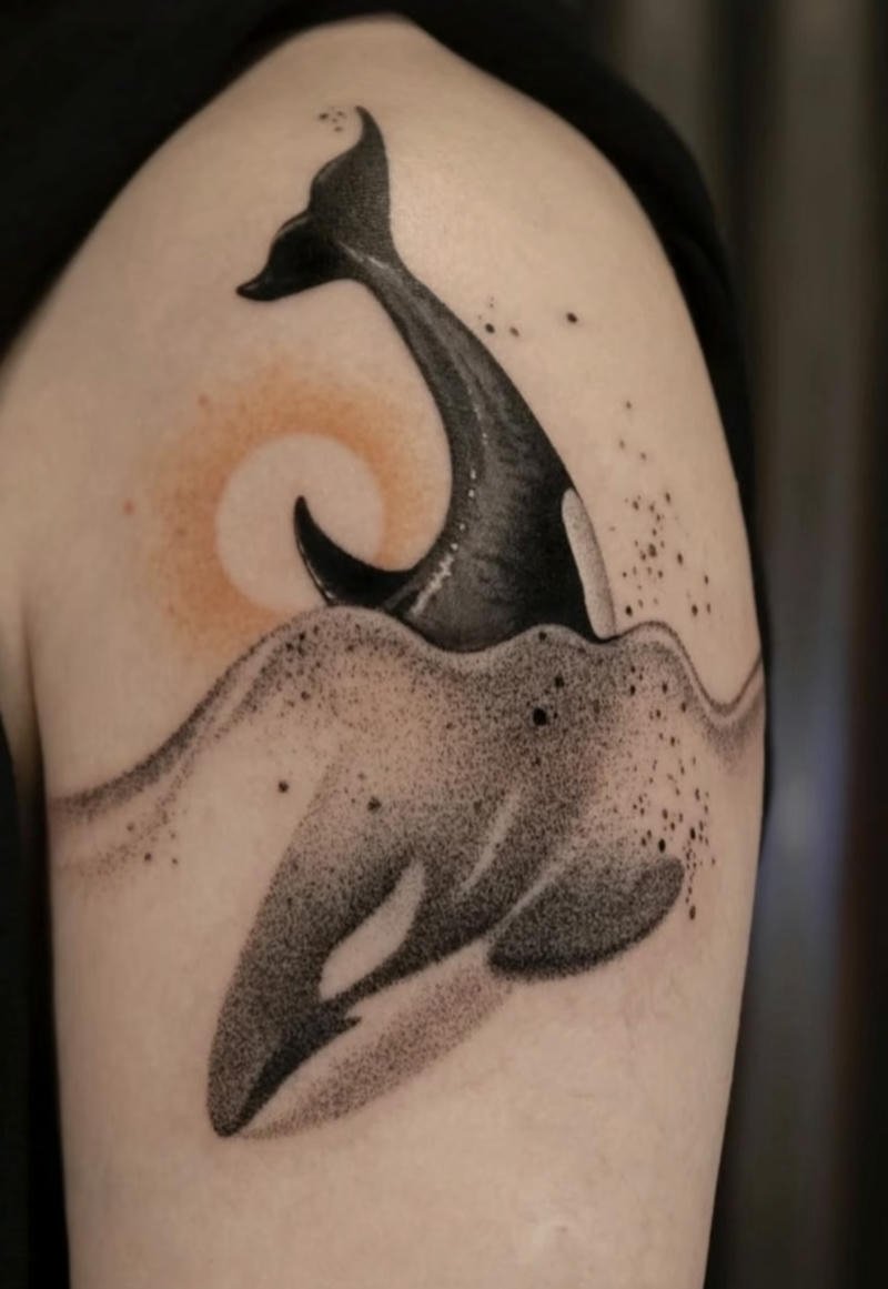 Hình xăm cá voi phong cách mềm mại