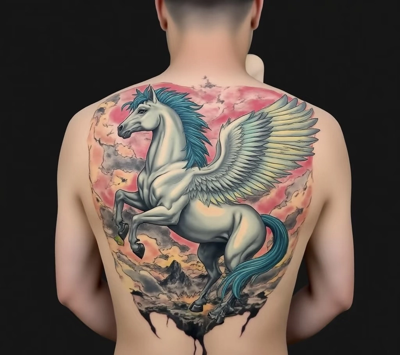 Hình xăm ngựa cho nam kín lưng