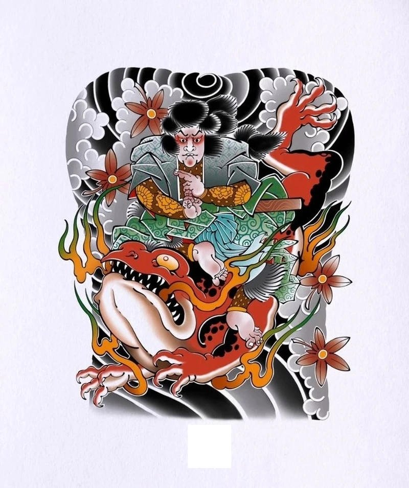 Hình xăm nhật cổ đẹp với họa tiết sóng nước nổi bật