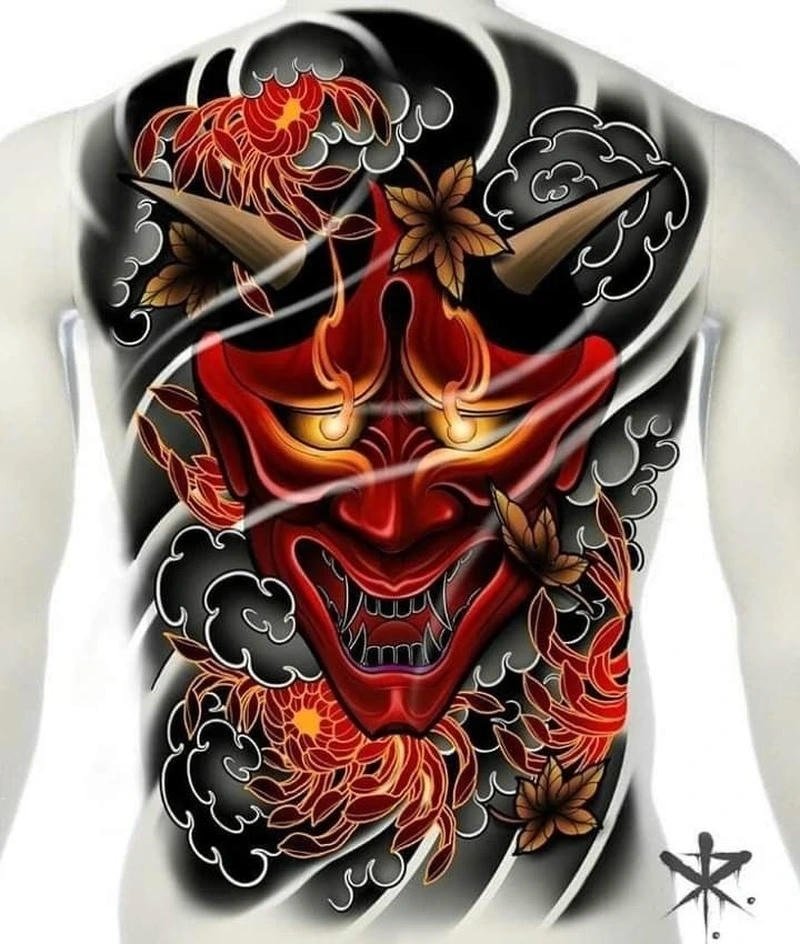 Hình xăm nhật hot cổ với phong cách hiện đại pha cổ điển