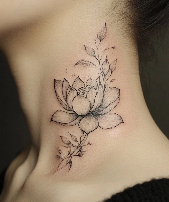 Hình xăm ở cổ nữ đơn giản phong cách đẹp