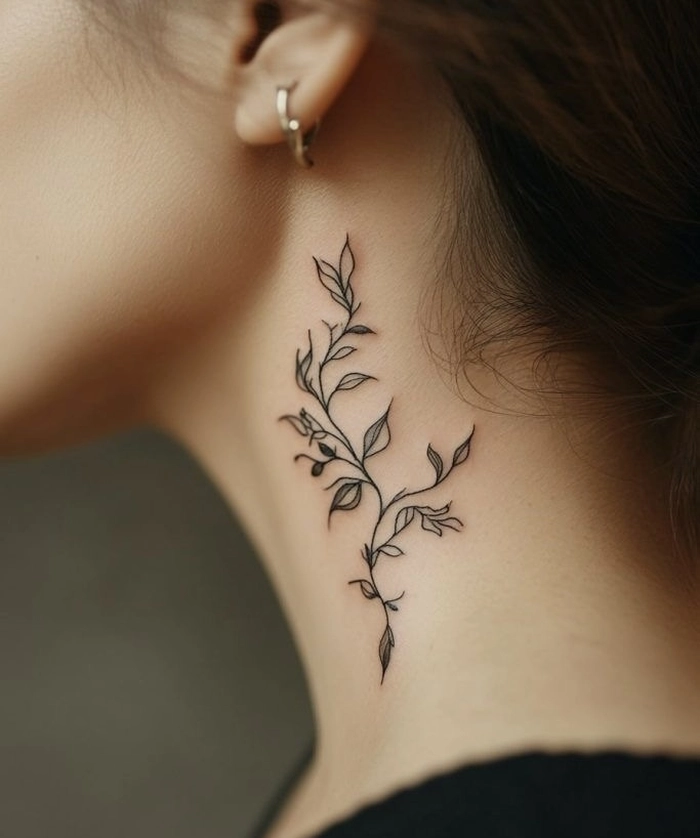 Hình xăm ở cổ nữ nhẹ nhàng dễ nhìn