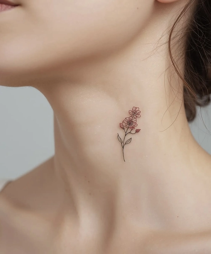 Hình xăm ở cổ nữ nhỏ gọn đơn giản
