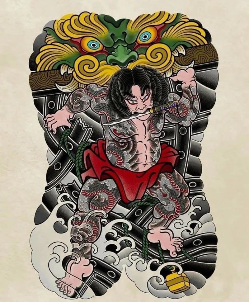 Mẫu ảnh xăm hình đẹp với họa tiết irezumi truyền thống