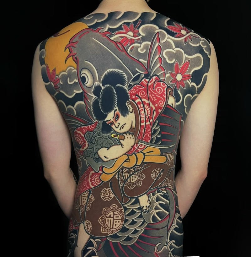 Mẫu hình xăm cá chép Nhật cổ phong thái cổ điển Nhật