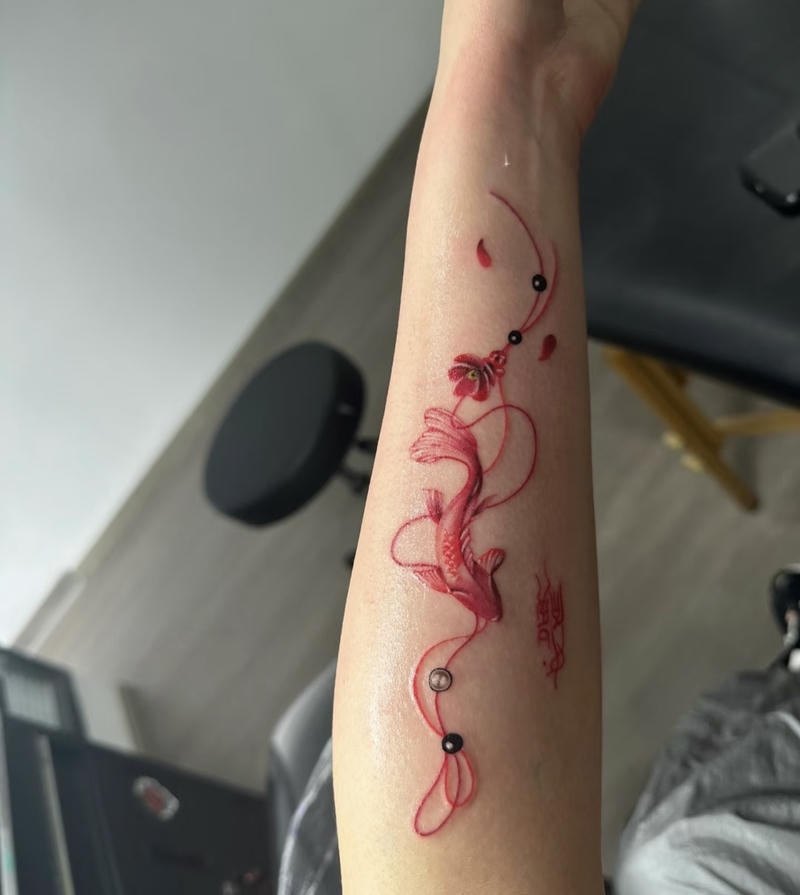 Mẫu hình xăm cá chép phong thủy tài lộc may mắn