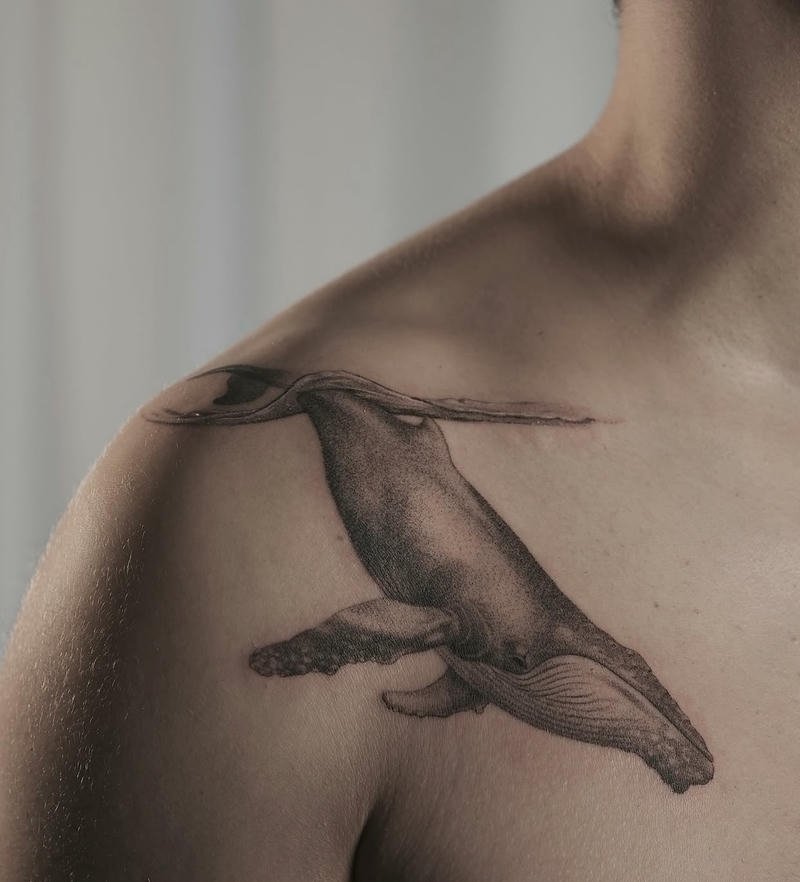 Mẫu hình xăm cá voi sáng tạo độc đáo cá tính