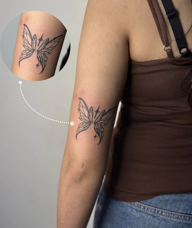 Mẫu hình xăm con bướm kết hợp mềm mại