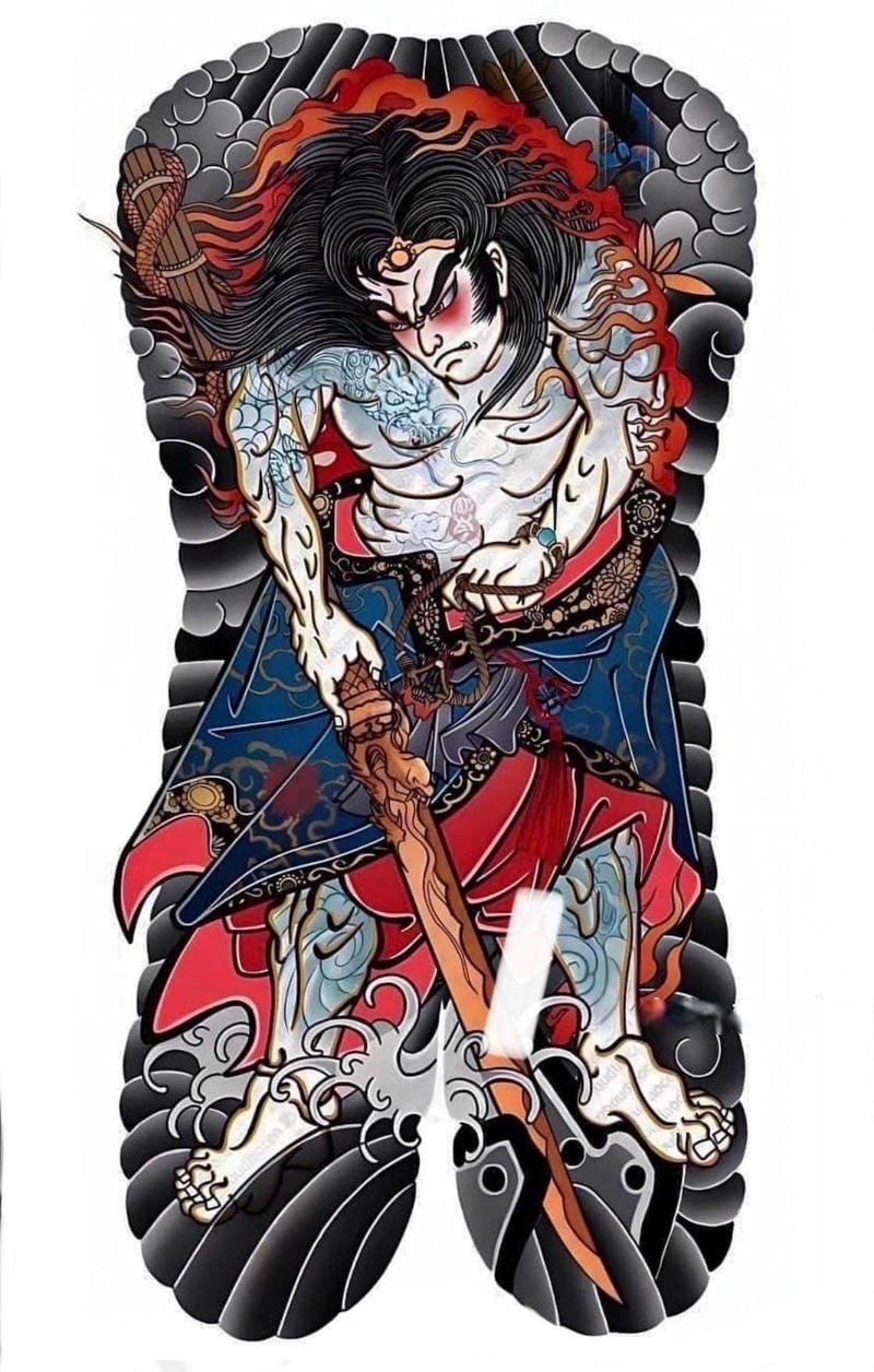 Mẫu hình xăm nhật đẹp với cá koi và hoa anh đào