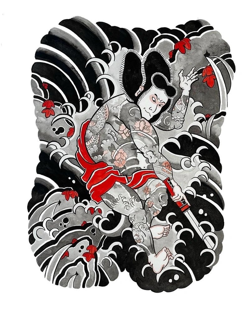 Mẫu hình xăm yakuza đẹp phong cách Nhật cổ điển