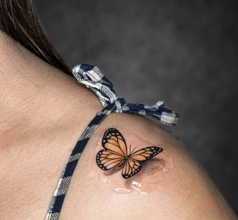 Mẫu tattoo con bướm sắc nét chi tiết 3D