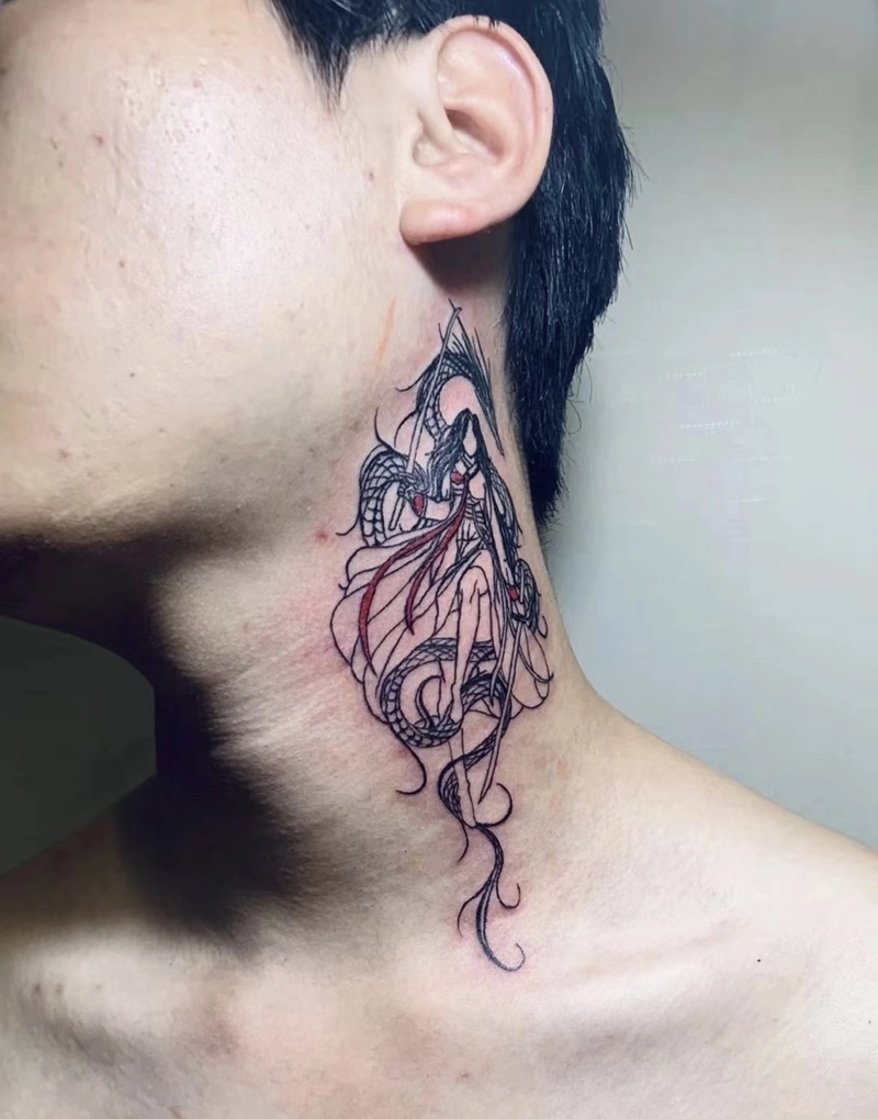 Mẫu xăm cổ nam cá tính cho nam giới