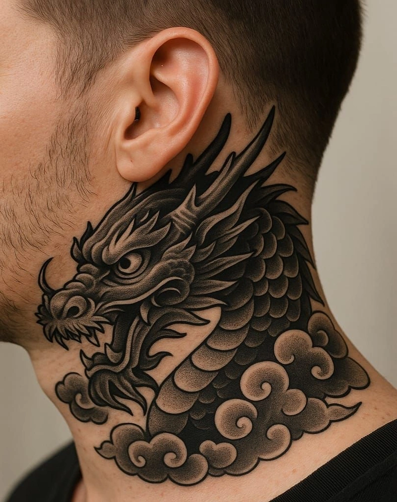 Mẫu xăm cổ nam nghệ thuật đầy sáng tạo