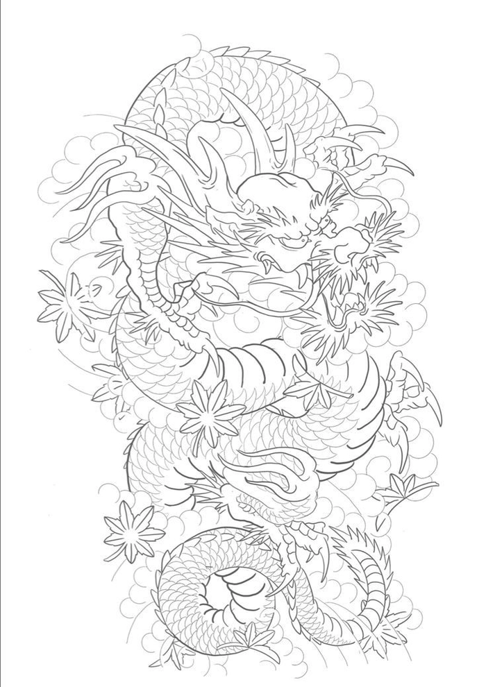 Phác thảo tattoo đầu rồng phong cách nghệ thuật độc đáo
