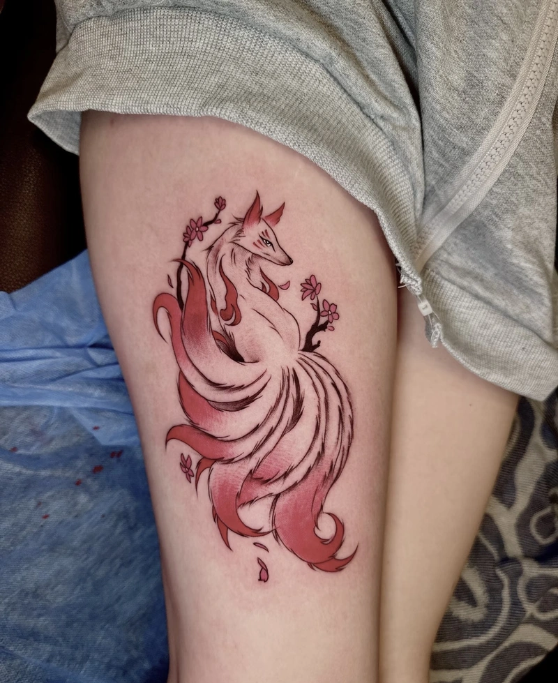 Tattoo cáo 9 đuôi mang thần thoại huyền ảo