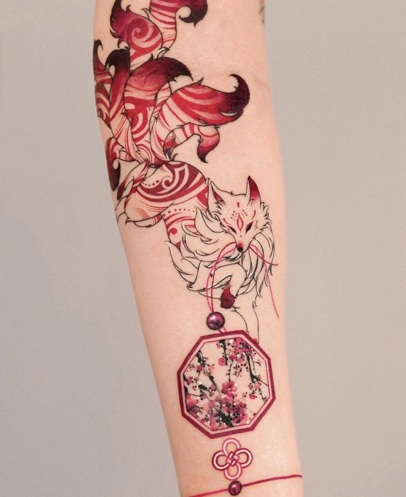 Tattoo con cáo phong cách Nhật Bản huyền bí