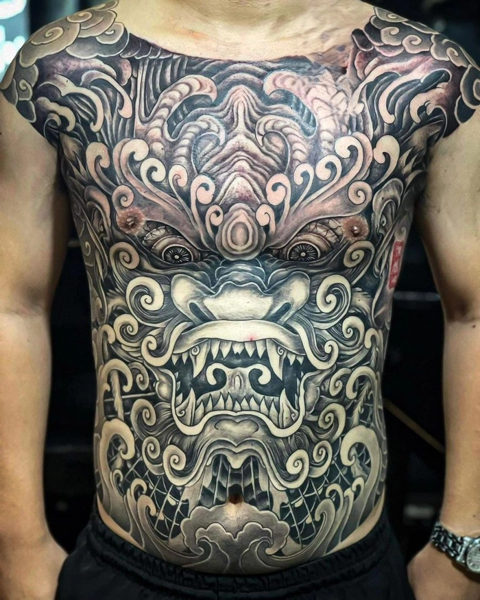 Tattoo rồng full bụng mang thần thái uy nghi