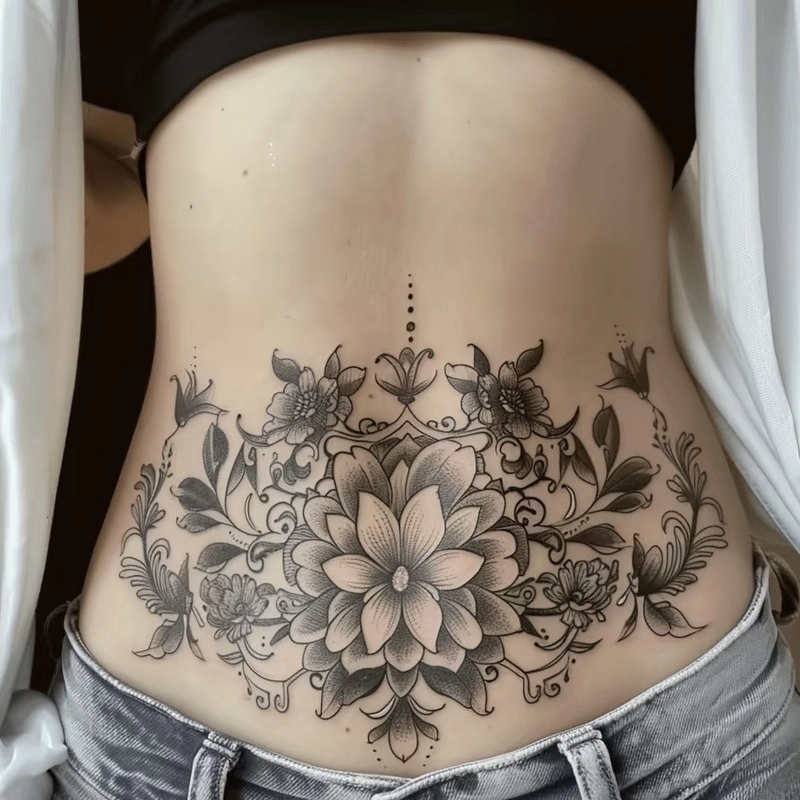 Tattoo vùng bụng nữ phong cách tối giản thời thượng