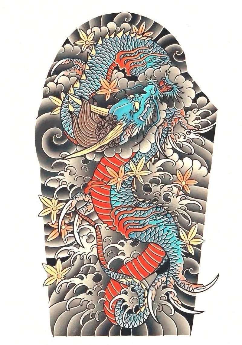 Thiết kế rồng nhật trong tattoo mang tính biểu tượng