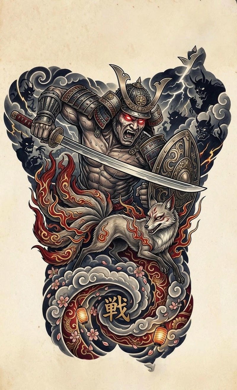 Thiết kế tattoo Nhật cổ mang vibe yakuza đặc trưng