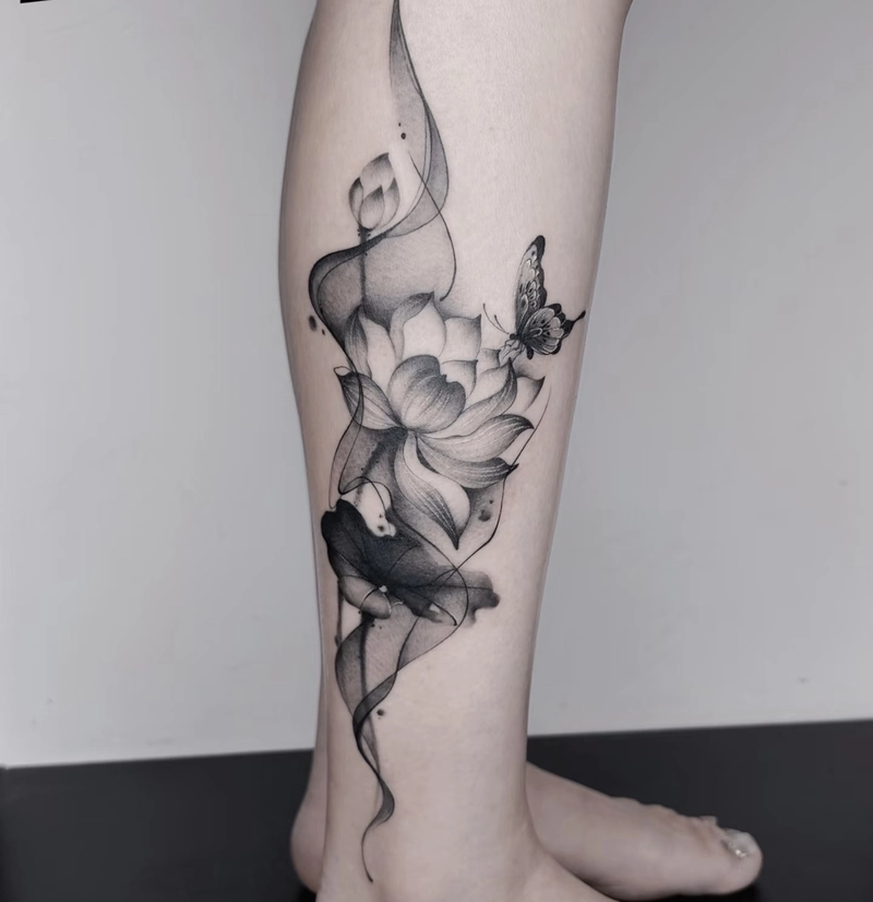 Thiết kế tattoo bắp chân nữ cá tính đầy cá tính riêng