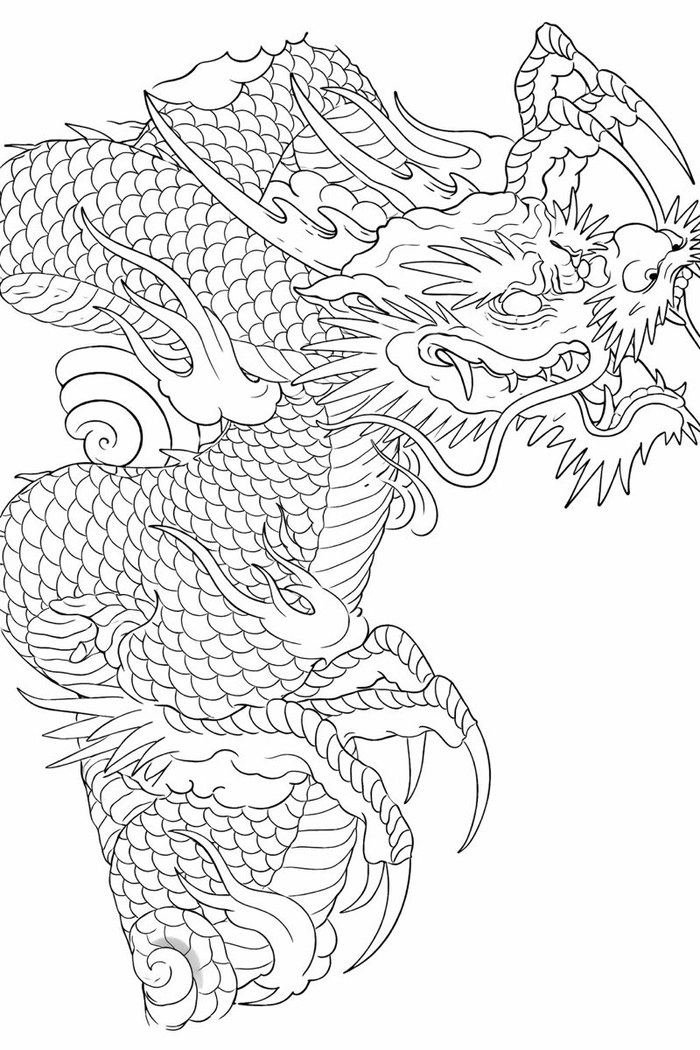 Thiết kế xăm đầu rồng mang phong cách truyền thống