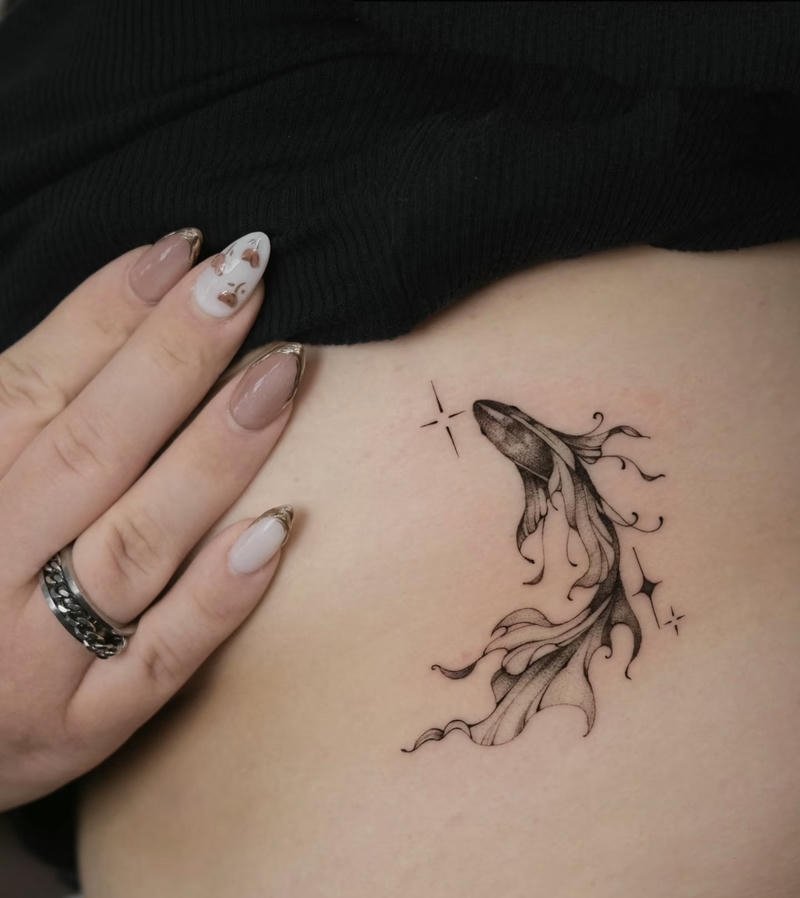 Xăm hình cá chép đen bí ẩn quyền lực