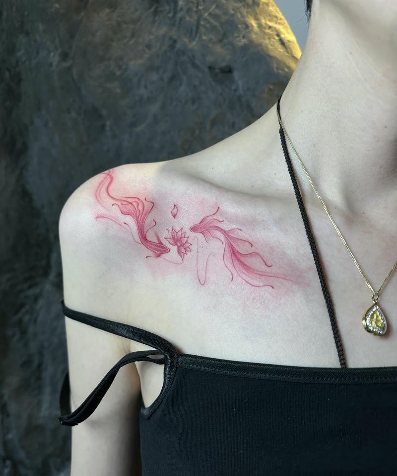 Xăm hình cá chép đỏ may mắn tài lộc