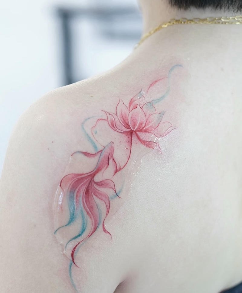 Xăm hình cá chép hoa sen sang trọng cuốn hút