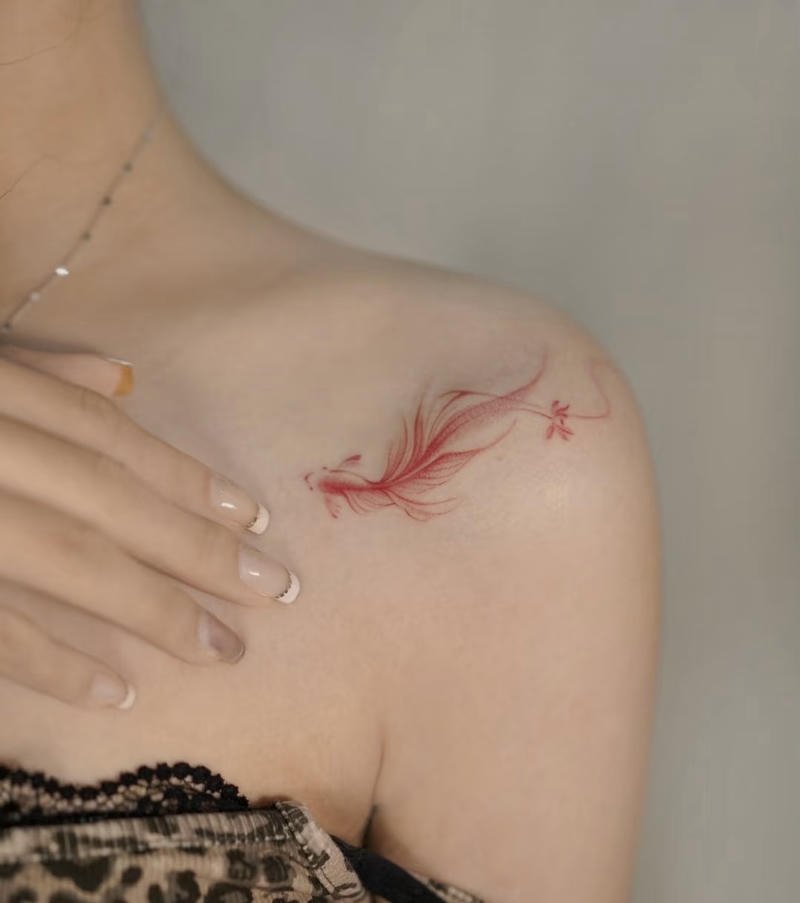 Xăm hình cá chép kết hợp sóng nước mạnh mẽ