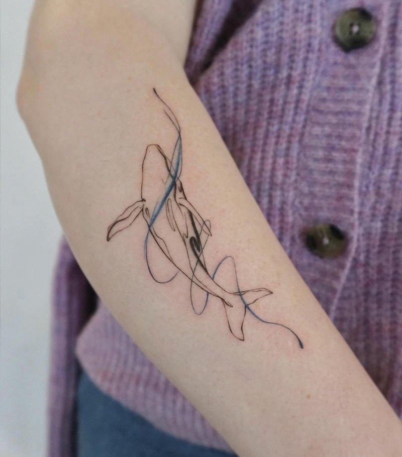 Xăm hình cá voi nghệ thuật trừu tượng sáng tạo