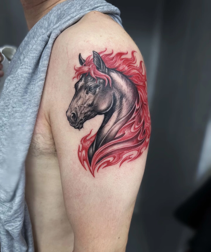Xăm ngựa ở bắp tay nam đẹp