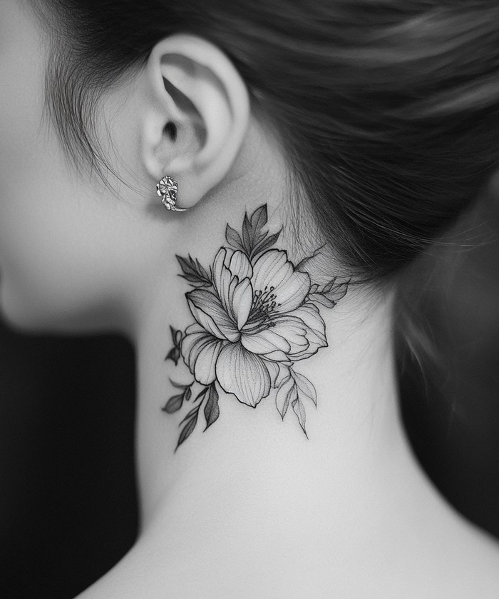 hình xăm ở cổ nữ nhỏ xinh dễ nhìn
