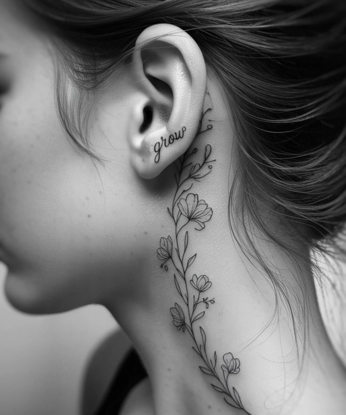 hình xăm ở cổ nữ phong cách nhẹ nhàng