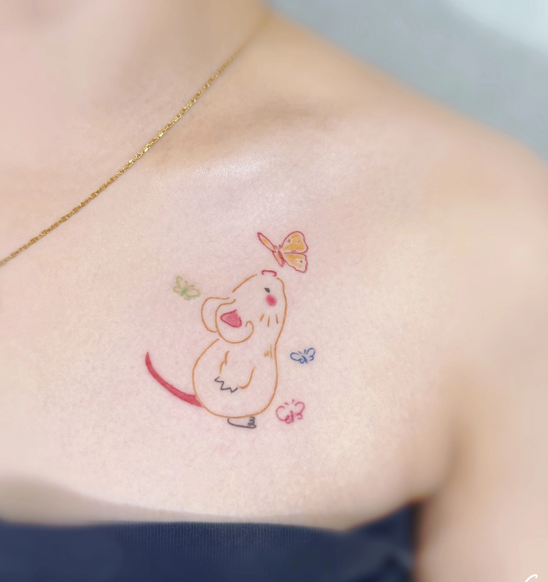 Ảnh hình xăm con chuột đẹp và con bướm